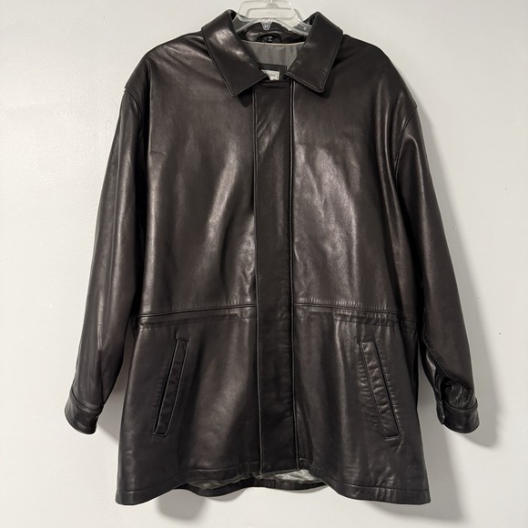 Rochester Other - Rochester Mens Black Lambskin Leather Full Zip Jacket Size 2X Pockets Drawstring